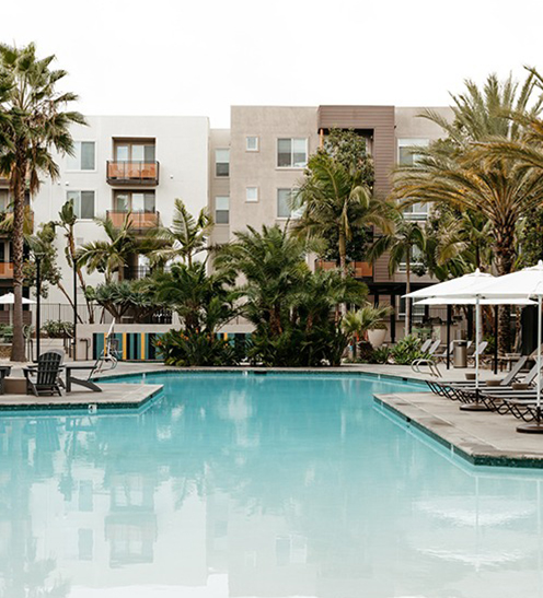 Resort-style swimming pool at Rive San Diego